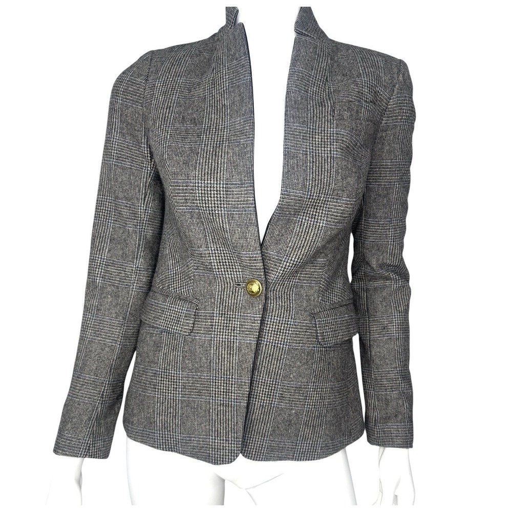 J.Crew Regent Blazer Women's 00 Glen Plaid Wool Blend Career Preppy Academia